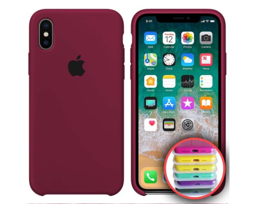 Чохол Silicone Case Full Copy for iPhone X/XS (52) marsala mag-2000001031681141810