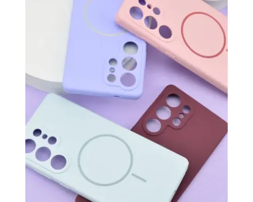 Чохол Silicone Case luxury+MagSafe for Samsung S21 FE Plum mag-2000001594223144801