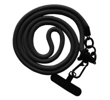 Шнурок NEW (120см) 8mm з карабіном + тримач для чохлів (універсальний) Black mag-2000001605165140039