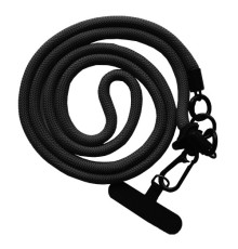 Шнурок NEW (120см) 8mm з карабіном + тримач для чохлів (універсальний) Black mag-2000001605165140039