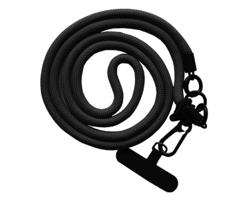 Шнурок NEW (120см) 8mm з карабіном + тримач для чохлів (універсальний) Black mag-2000001605165140039