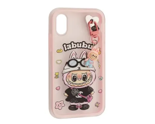 Чохол LABUBU (з брелком) for iPhone X/XS Pink mag-2000001637494143861