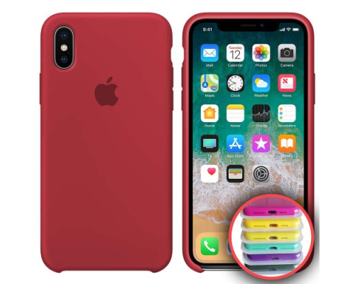Чохол Silicone Case Full Copy for iPhone X/XS (36) rose red mag-20000010315823247