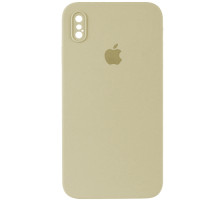 Silicone Case Full Camera Square side Copy for iPhone XS Cream mag-200000141905261756