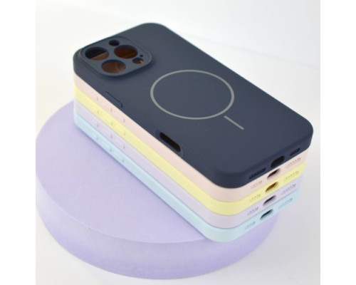Чохол Silicone Case Full Camera Fine Ring MagSafe for iPhone 12 Pro Max Light Cyan mag-200000158520761790