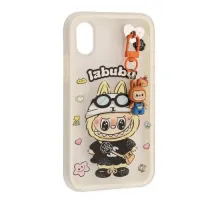 Чохол LABUBU (з брелком) for iPhone X/XS White mag-2000001637500143862