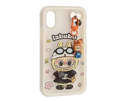 Чохол LABUBU (з брелком) for iPhone X/XS White mag-2000001637500143862