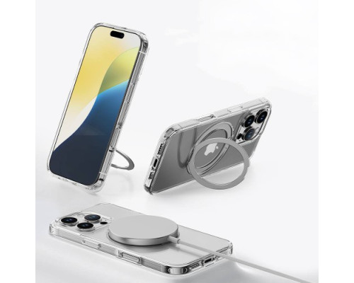 Чохол ROCK Crystal Rotating with Magnetic (Foldable Bracket) for iPhone 16 Pro Transparent mag-2000001556047106601