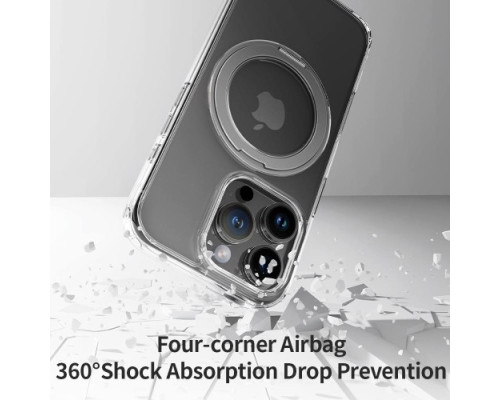 Чохол ROCK Crystal Rotating with Magnetic (Foldable Bracket) for iPhone 16 Pro Transparent mag-2000001556047106601