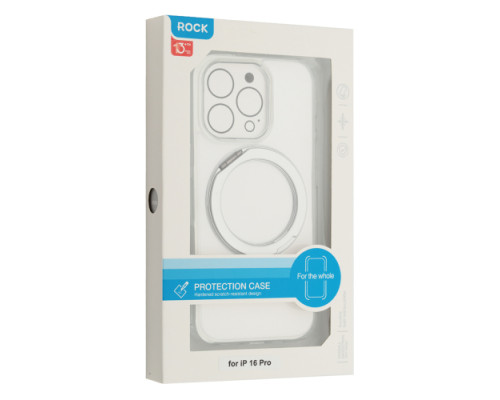 Чохол ROCK Crystal Rotating with Magnetic (Foldable Bracket) for iPhone 16 Pro Transparent mag-2000001556047106601