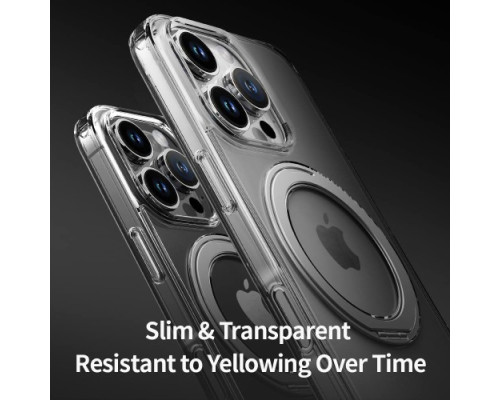 Чохол ROCK Crystal Rotating with Magnetic (Foldable Bracket) for iPhone 16 Pro Max Transparent mag-200000155613952868