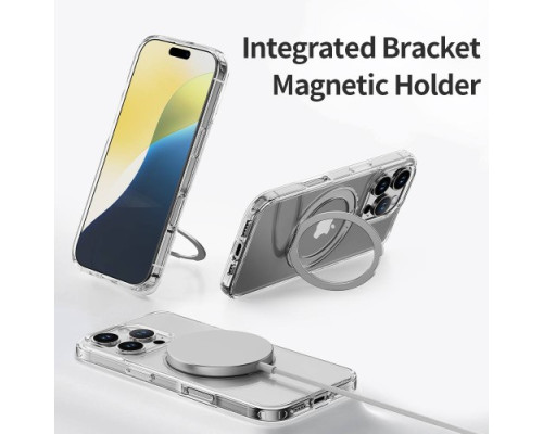 Чохол ROCK Crystal Rotating with Magnetic (Foldable Bracket) for iPhone 16 Pro Max Transparent mag-200000155613952868