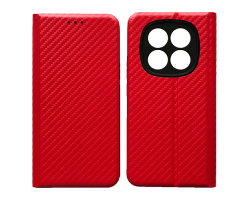Чехол-книжка Carbon for Xiaomi Redmi Note 14 Pro 4G Red mag-2000001607466140208
