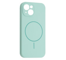 Чохол Silicone Case Full Camera Fine Ring MagSafe for iPhone 14 Light Cyan mag-200000158548161818
