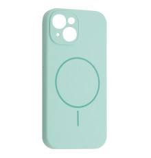 Чохол Silicone Case Full Camera Fine Ring MagSafe for iPhone 14 Light Cyan mag-200000158548161818