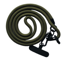 Шнурок NEW (120см) 8mm з карабіном + тримач для чохлів (універсальний) Dark green mag-2000001605196140042