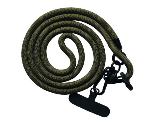 Шнурок NEW (120см) 8mm з карабіном + тримач для чохлів (універсальний) Dark green mag-2000001605196140042
