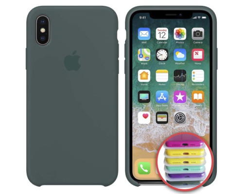 Чохол Silicone Case Full Copy for iPhone X/XS (58) pine green mag-2000001085387141824