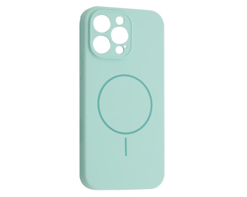 Чохол Silicone Case Full Camera Fine Ring MagSafe for iPhone 14 Pro Max Light Cyan mag-200000158576461846