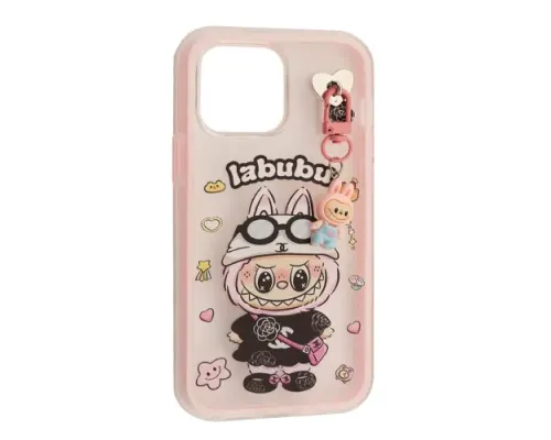 Чохол LABUBU (з брелком) for iPhone 13 Pro Max Pink mag-2000001637937143905