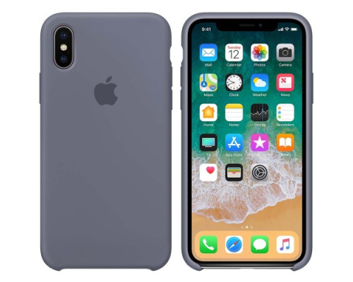 Чохол Silicone case for iPhone X/XS (46) lavander gray mag-200000095773929242