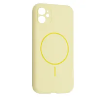 Чохол Silicone Case Full Camera Fine Ring MagSafe for iPhone 11 Custard mag-2000001585078143636