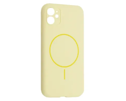 Чохол Silicone Case Full Camera Fine Ring MagSafe for iPhone 11 Custard mag-2000001585078143636
