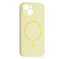 Чохол Silicone Case Full Camera Fine Ring MagSafe for iPhone 14 Custard mag-2000001585498143646