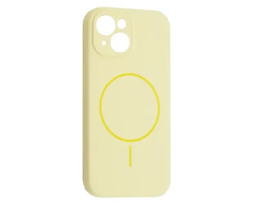 Чохол Silicone Case Full Camera Fine Ring MagSafe for iPhone 14 Custard mag-2000001585498143646