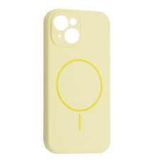 Чохол Silicone Case Full Camera Fine Ring MagSafe for iPhone 15 Custard mag-200000158590061860