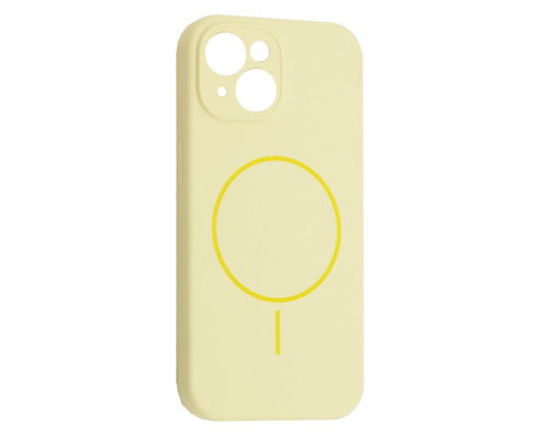Чохол Silicone Case Full Camera Fine Ring MagSafe for iPhone 15 Custard mag-200000158590061860