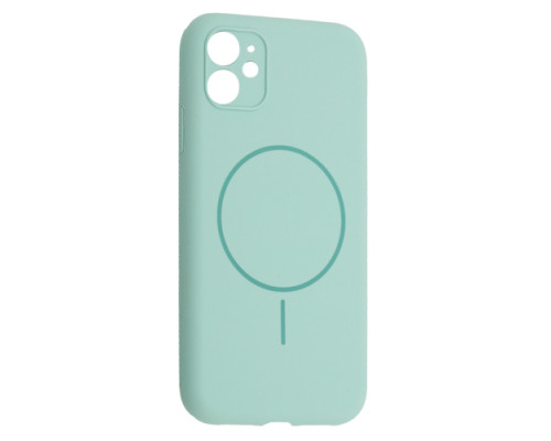 Чохол Silicone Case Full Camera Fine Ring MagSafe for iPhone 11 Light Cyan mag-200000158506161776