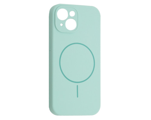 Чохол Silicone Case Full Camera Fine Ring MagSafe for iPhone 15 Light Cyan mag-200000158591761861