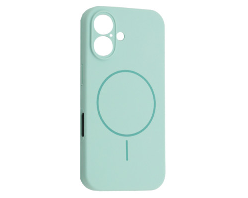 Чохол Silicone Case Full Camera Fine Ring MagSafe for iPhone 16 Light Cyan mag-200000158631061901