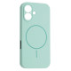 Чохол Silicone Case Full Camera Fine Ring MagSafe for iPhone 16 Light Cyan mag-200000158631061901