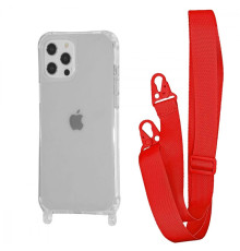 Чохол WAVE Clear Case with Strap iPhone 12/12 Pro red