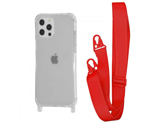 Чохол WAVE Clear Case with Strap iPhone 12/12 Pro red