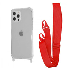 Чохол WAVE Clear Case with Strap iPhone 12 Pro Max red
