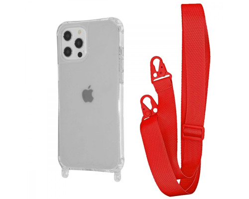 Чохол WAVE Clear Case with Strap iPhone 12 Pro Max red