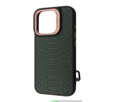 Чохол Kajsa Snake Pattern with Magnetic Ring iPhone 16 Pro Max olive 2003000171013