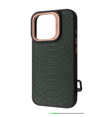 Чохол Kajsa Snake Pattern with Magnetic Ring iPhone 16 Pro Max olive 2003000171013