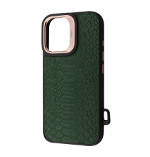 Чохол Kajsa Snake Pattern with Magnetic Ring iPhone 16 olive 2003000170931