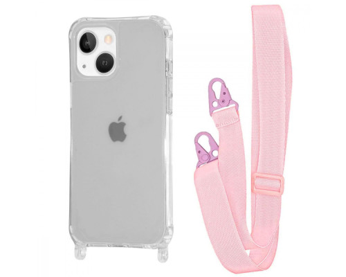 Чохол WAVE Clear Case with Strap iPhone 14 pink sand