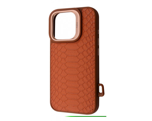 Чохол Kajsa Snake Pattern with Magnetic Ring iPhone 16 Pro Max brown 2003000170993
