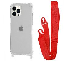 Чохол WAVE Clear Case with Strap iPhone 13 Pro red 2001001942052