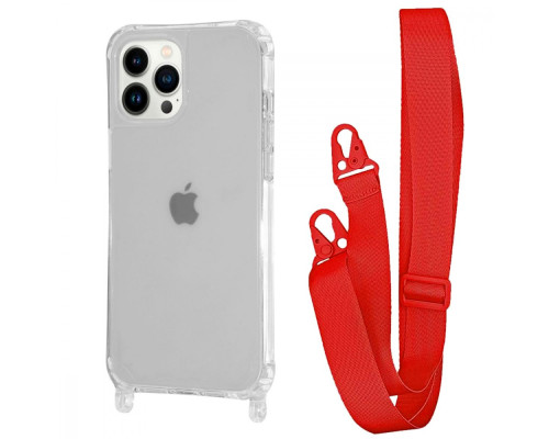 Чохол WAVE Clear Case with Strap iPhone 13 Pro red 2001001942052