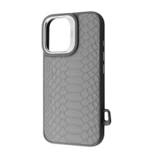 Чохол Kajsa Snake Pattern with Magnetic Ring iPhone 16 light gray 2003000170924