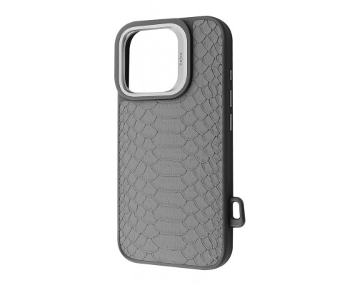 Чохол Kajsa Snake Pattern with Magnetic Ring iPhone 16 Pro Max light gray 2003000171006