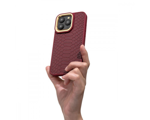 Чохол Kajsa Snake Pattern with Magnetic Ring iPhone 16 Pro Max light gray 2003000171006