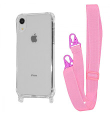 Чохол WAVE Clear Case with Strap iPhone Xr pink 2001001941475